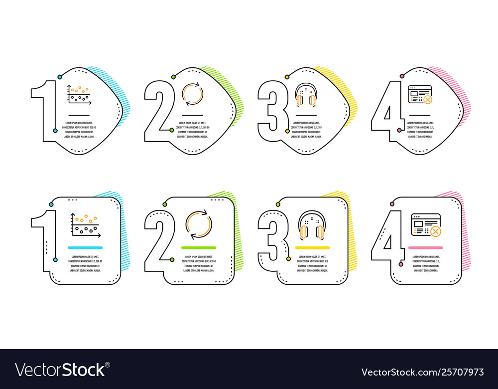 Full rotation dot plot and headphones icons set vector image Full rotation dot plot and headphones icons set