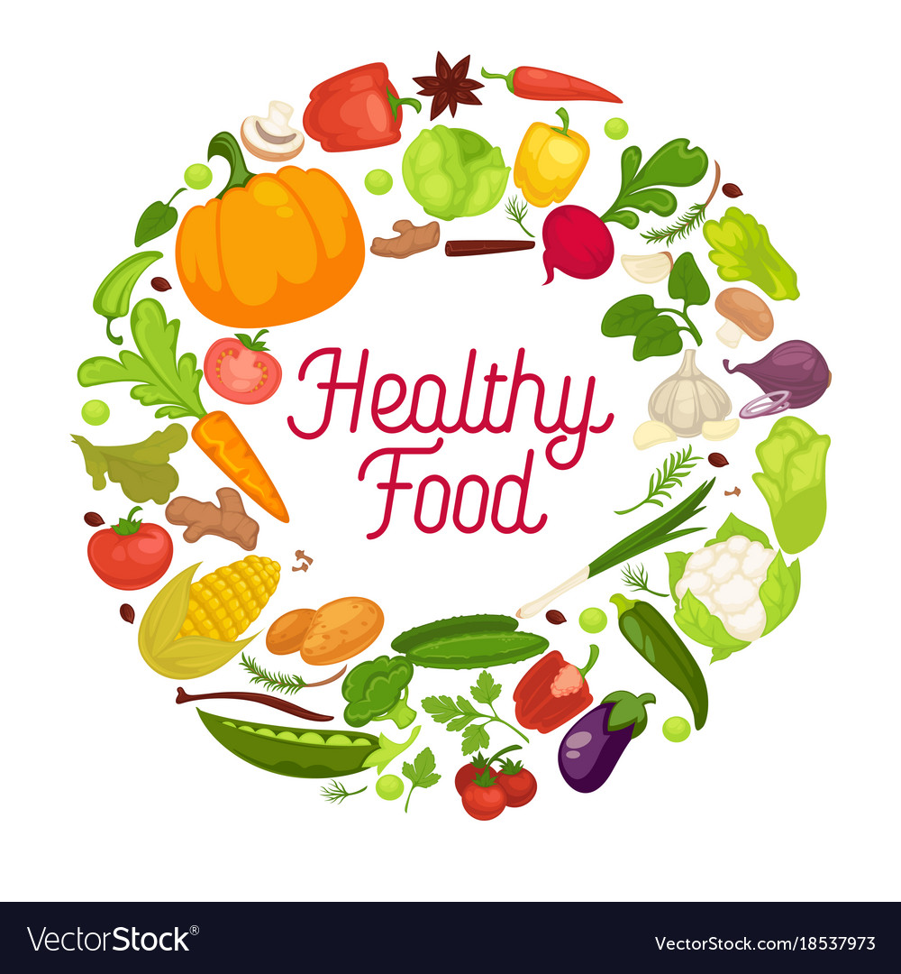 Healthy food poster organic vegetables Royalty Free Vector