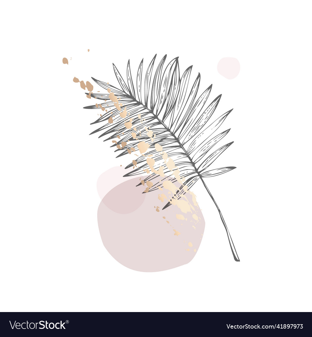 Minimal continuous line art palm leaf vector image Minimal continuous line art palm leaf