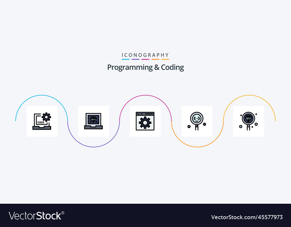 Programmierung und Kodierung Linie gefüllt flach 5 Icon