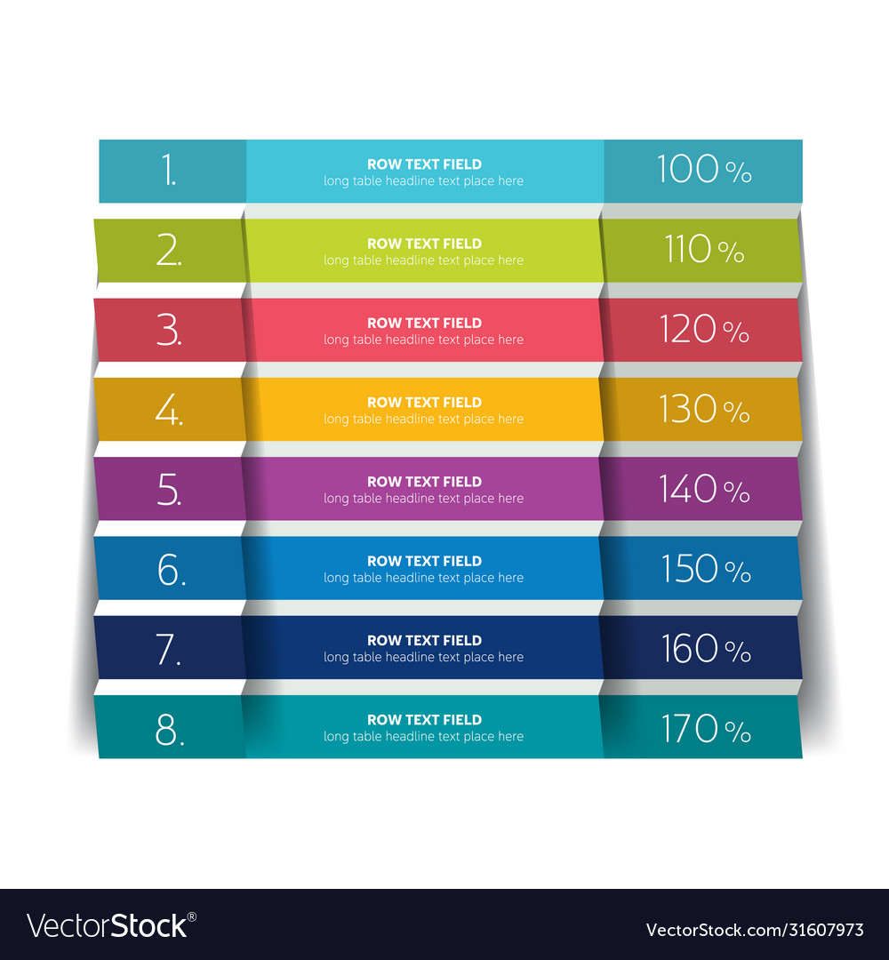 Table schedule design template with 8 row banner vector image Table schedule design template with 8 row banner