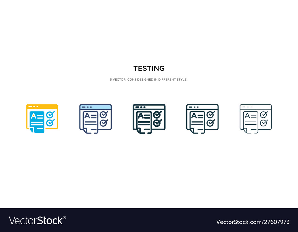 Testing icon in different style two colored vector image Testing icon in different style two colored