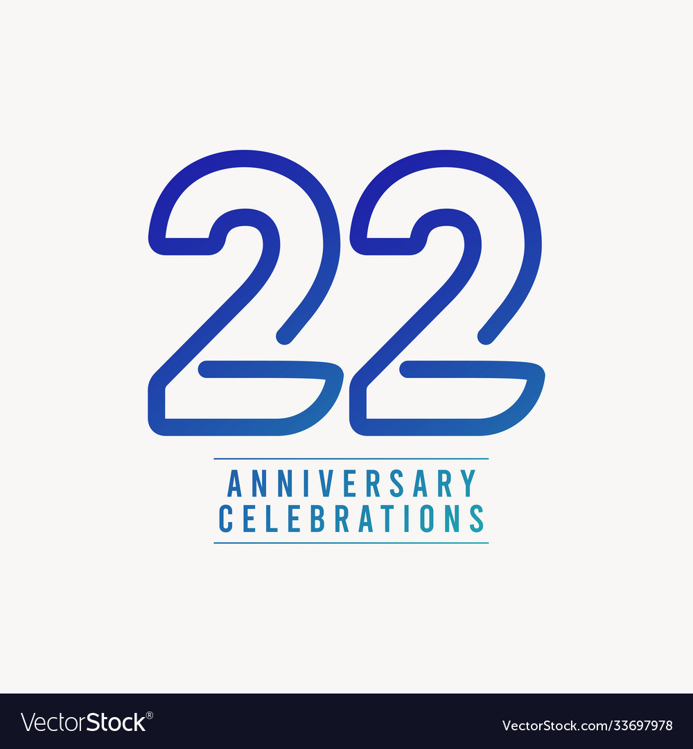 22 years anniversary celebration number template Vector Image