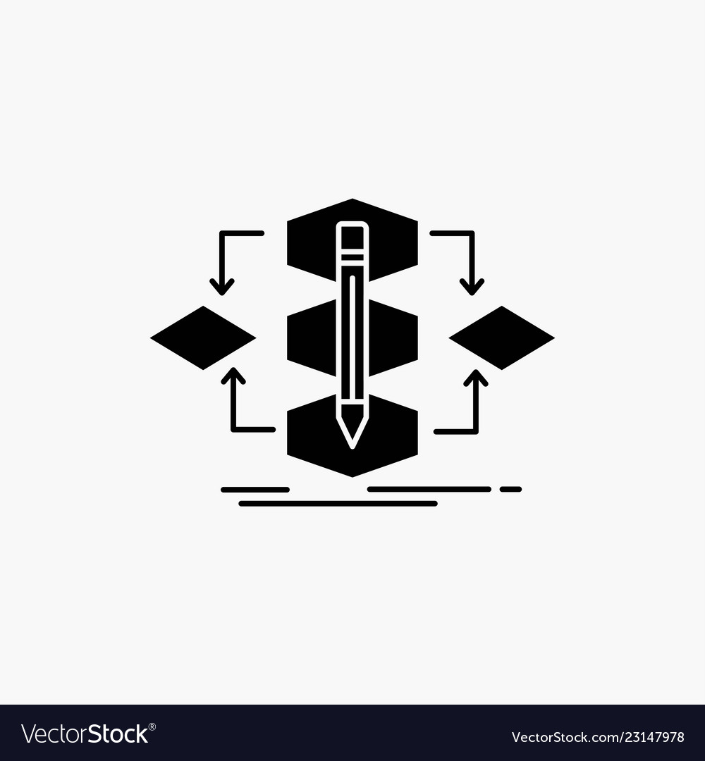 Algorithm design method model process glyph icon vector image Algorithm design method model process glyph icon
