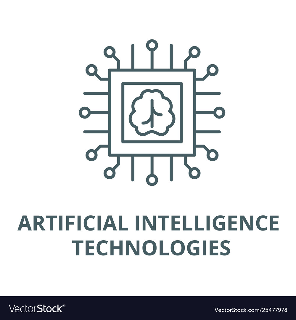 Artificial intelligence technologies line vector image Artificial intelligence technologies line