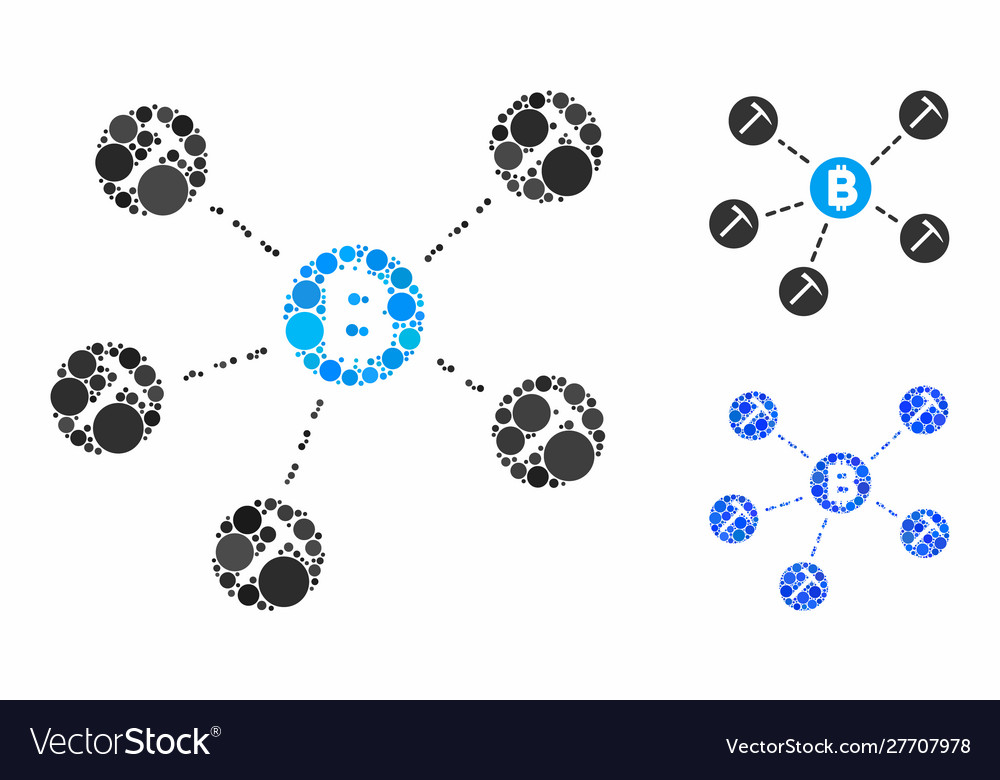 Bitcoin mining pool mosaic icon circle dots