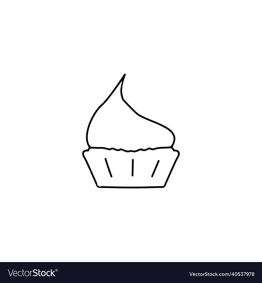 Cupcake thin line icon linear outline