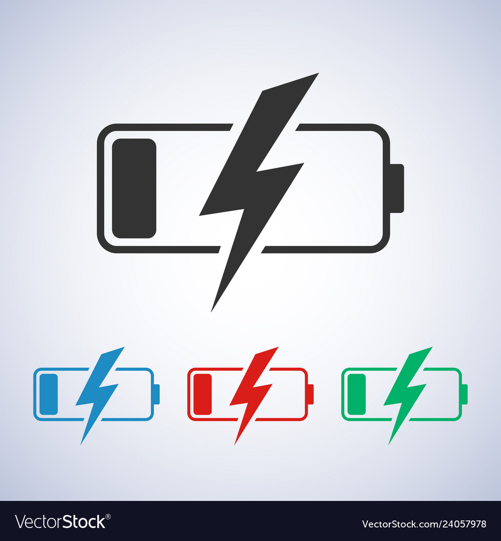 Discharged battery icon on a gray background