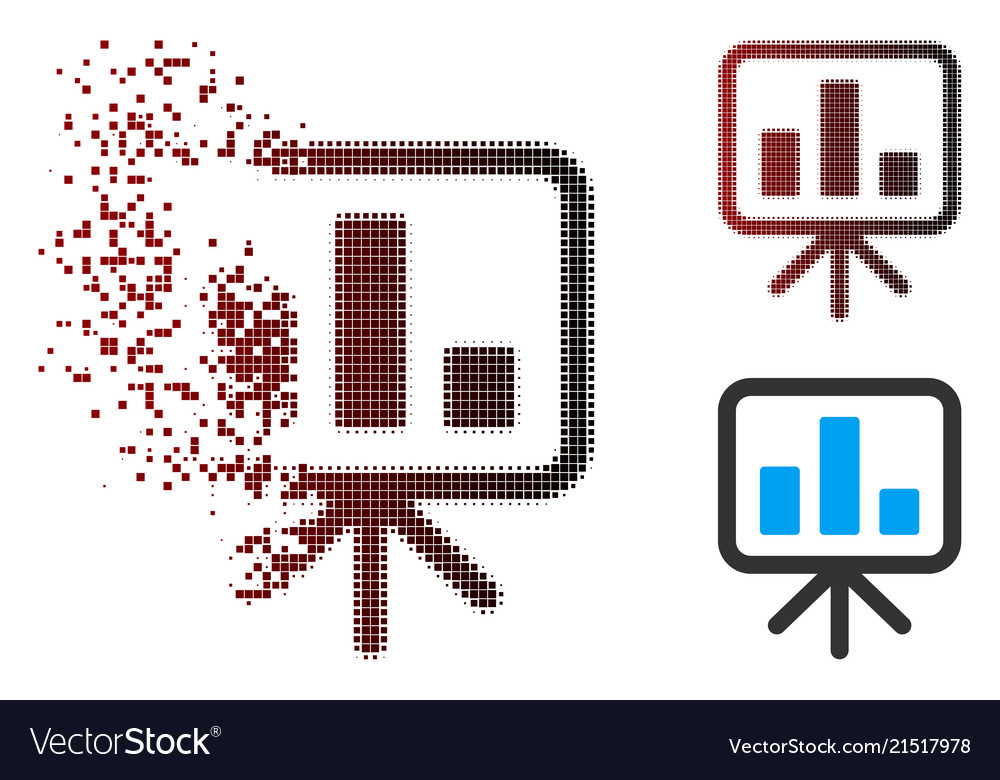 Dissolved pixel halftone bar chart display board vector image Dissolved pixel halftone bar chart display board