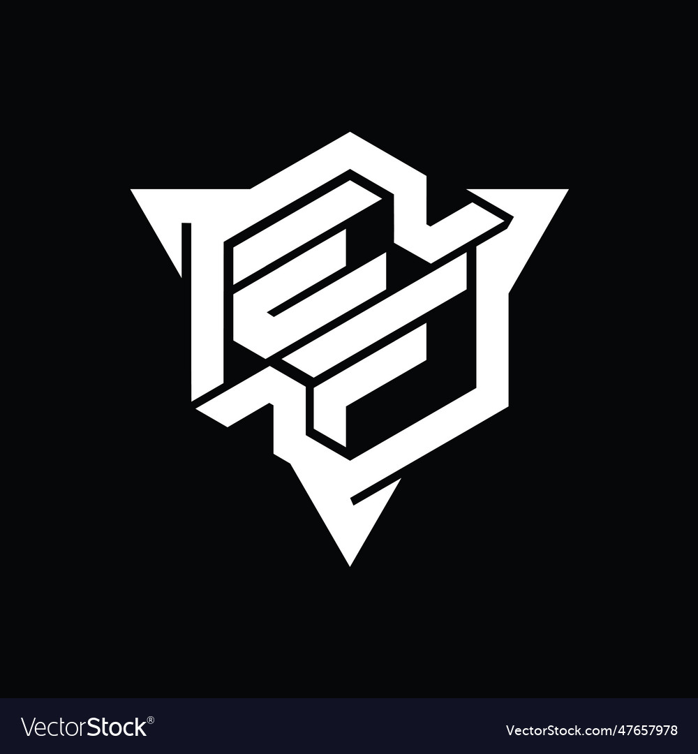 Ef logo monogram hexagon shape with triangle