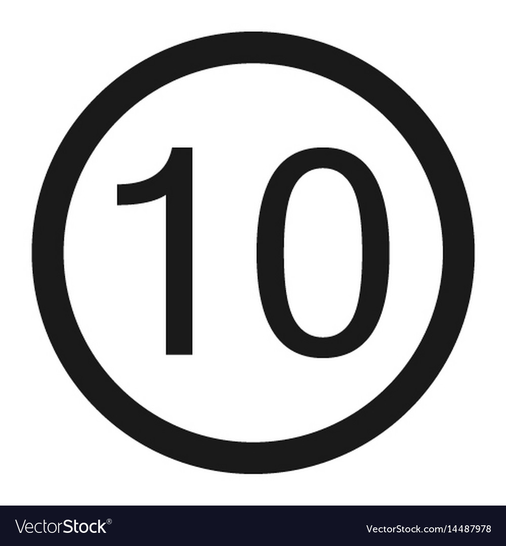 Maximum speed limit 10 sign line icon