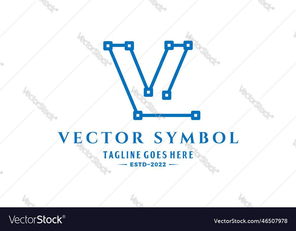 Modern geometric initial letter v with node point vector image Modern geometric initial letter v with node point