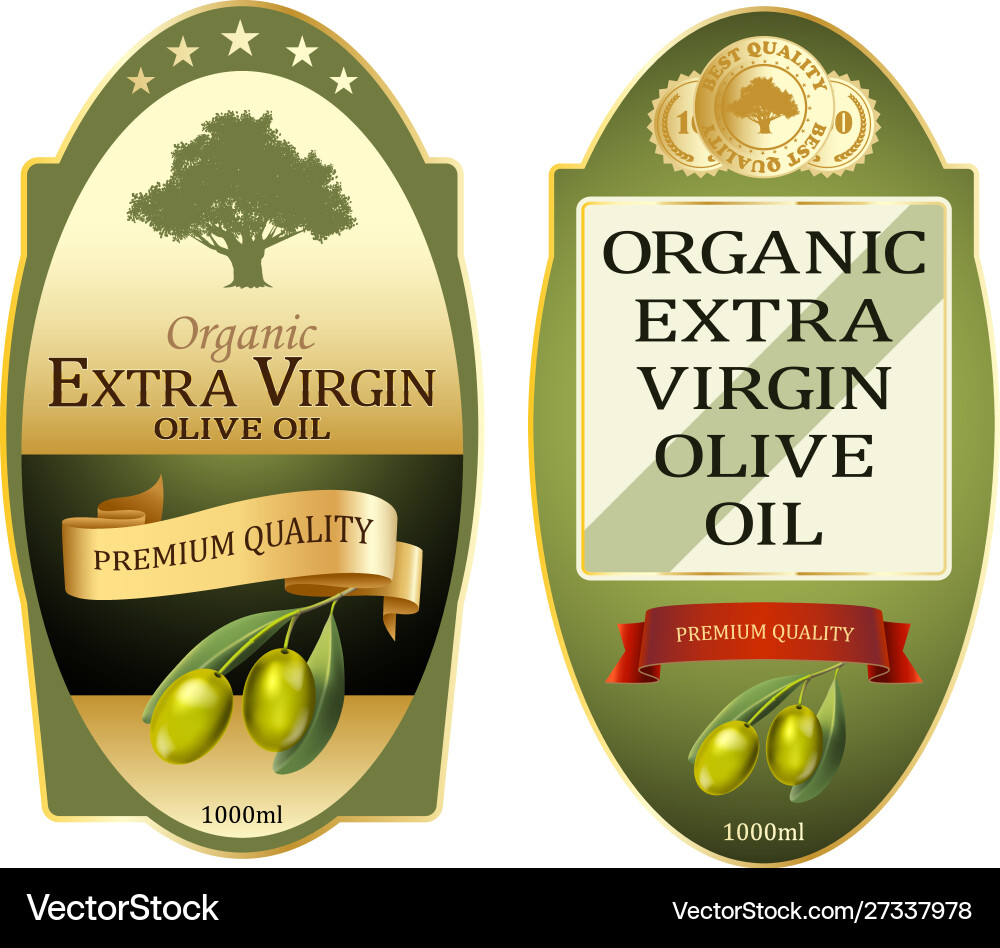 Olive Oil Labels Set Elegant Premium Banners Vector Image