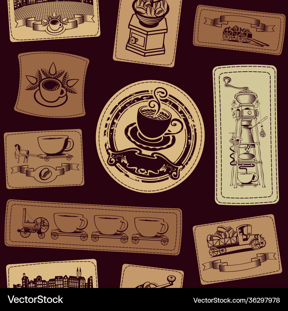 Seamless pattern on coffee theme Royalty Free Vector Image