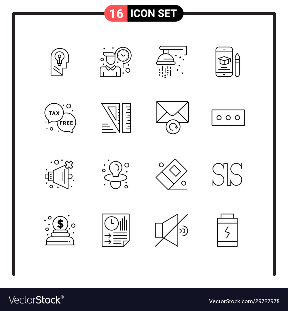 Set 16 line style icons for web and mobile