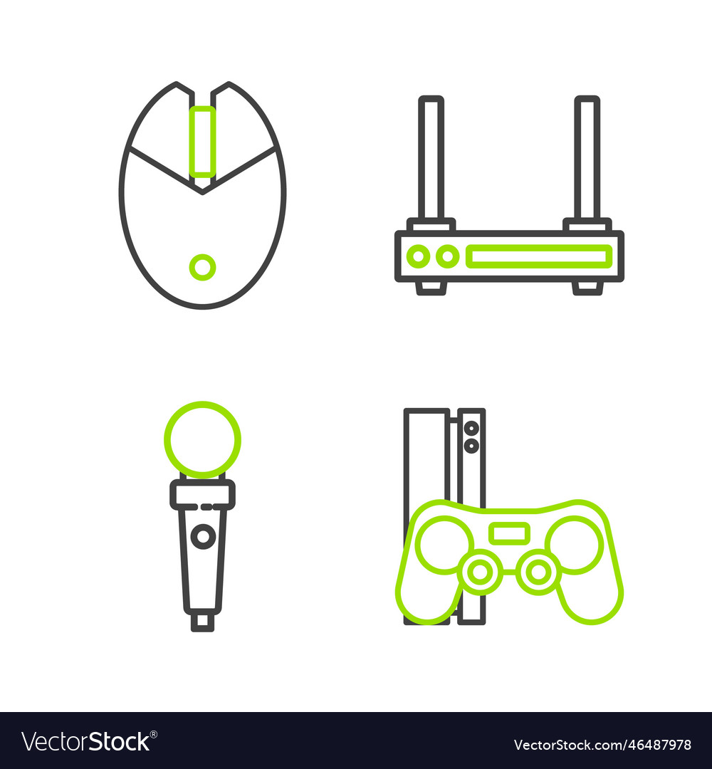 Set line game console with joystick vector image Set line game console with joystick