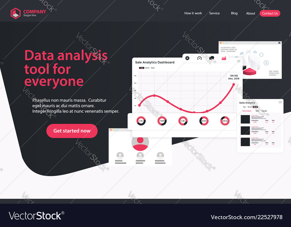 Website landing page design web analytics vector image Website landing page design web analytics