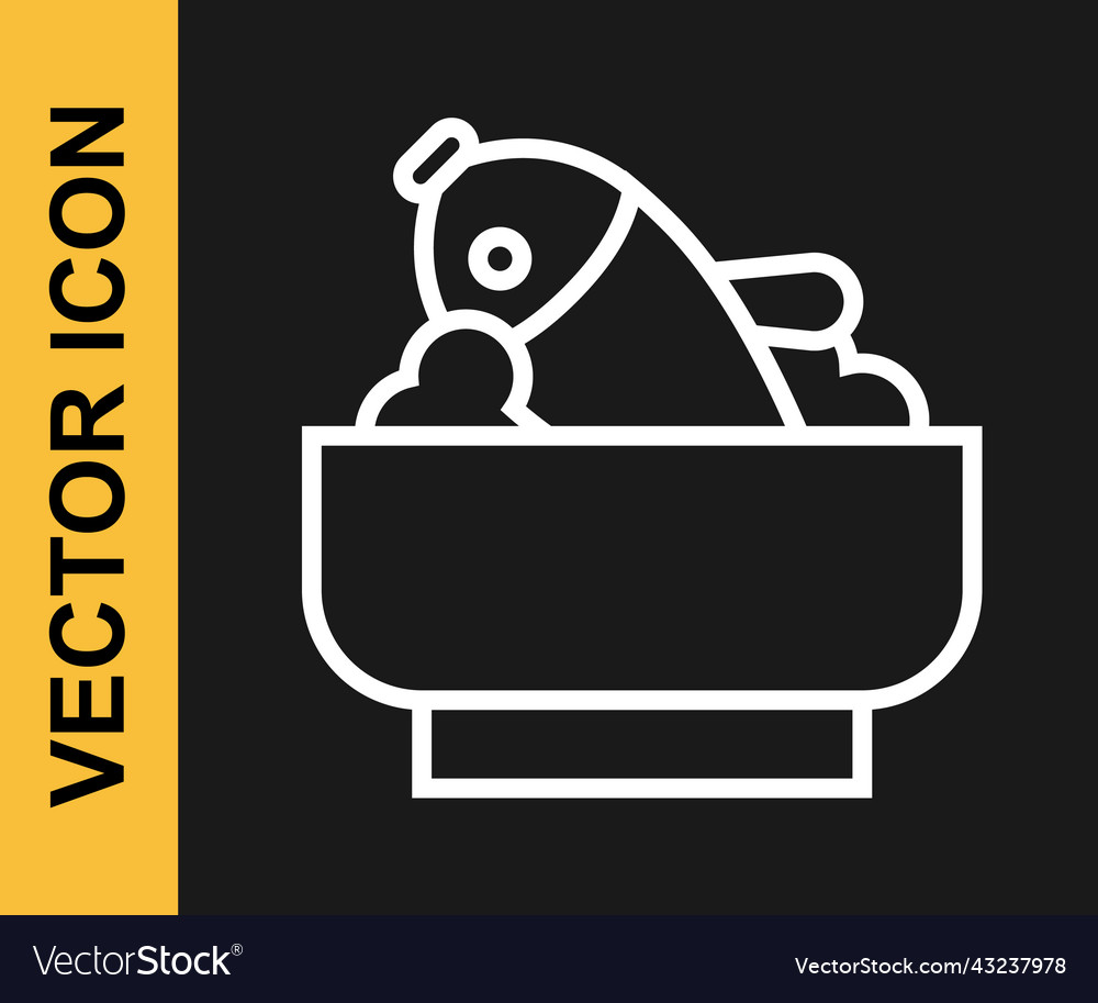 White line rice with fish in a bowl icon isolated