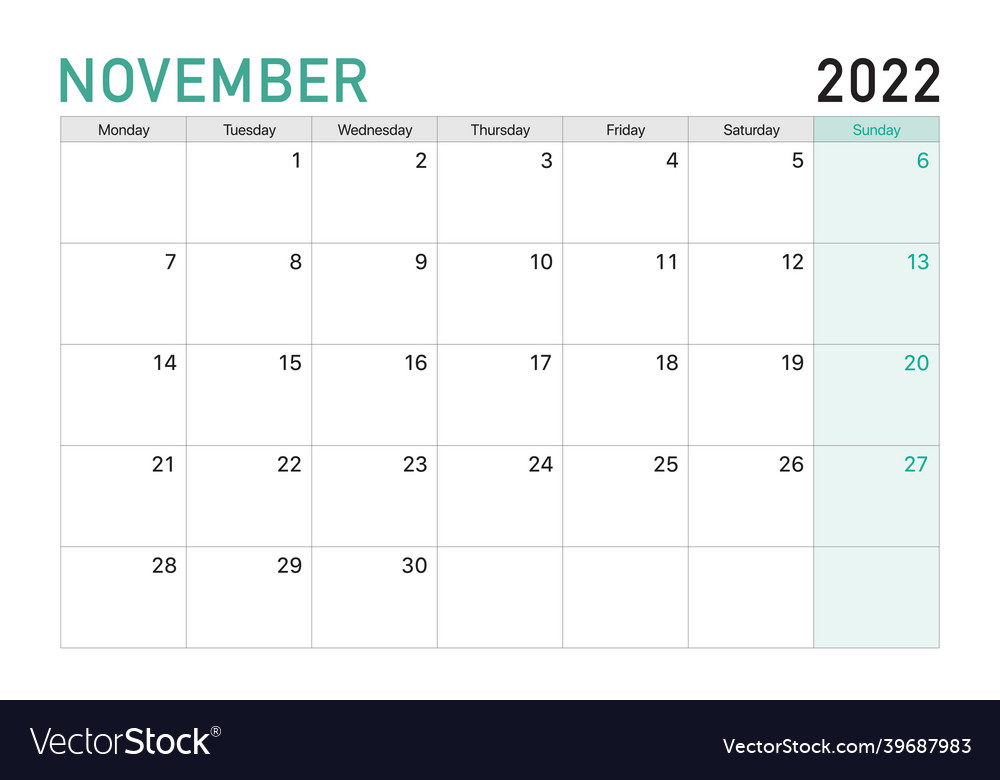 2022 november desk calendar