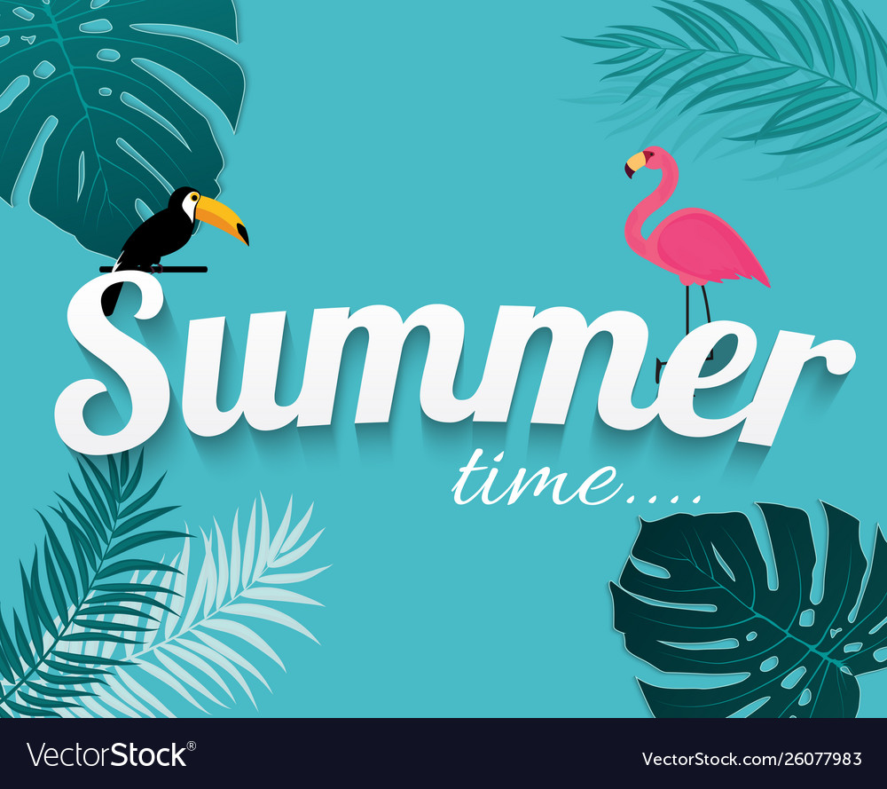 Abstract summer time background with flamingo