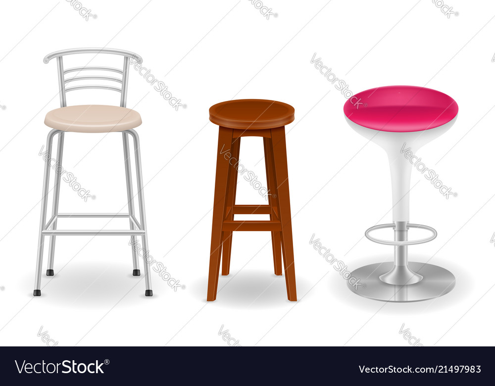 Bar chair stool set icons