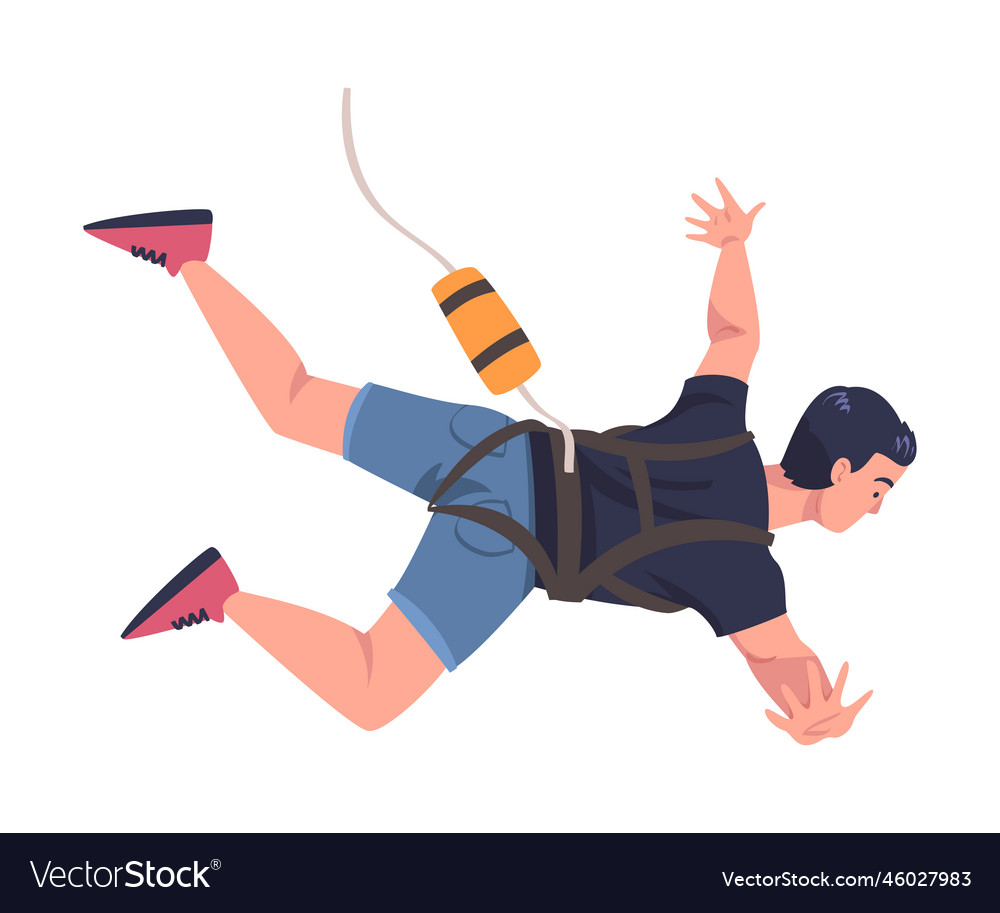 Bungee jumping with man character free falling