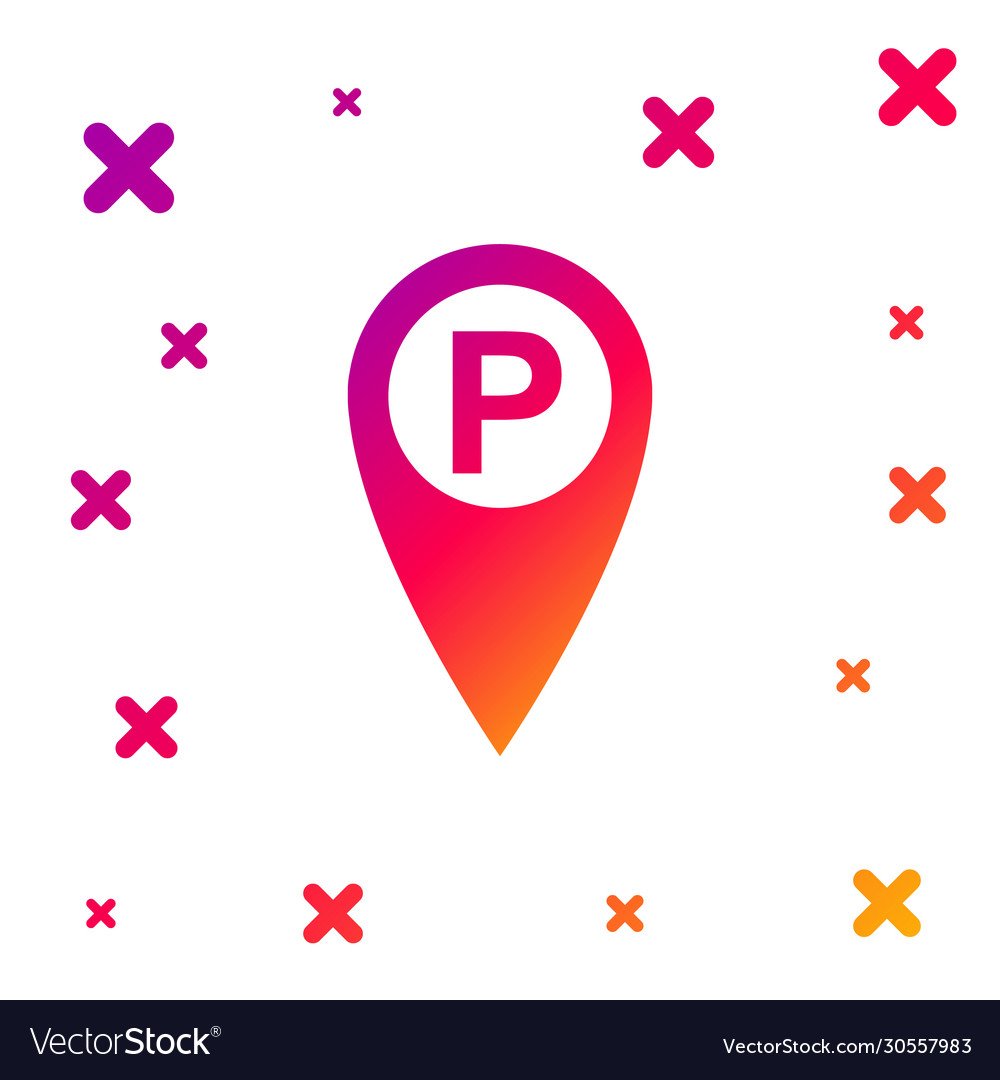 Color map pointer with car parking icon isolated