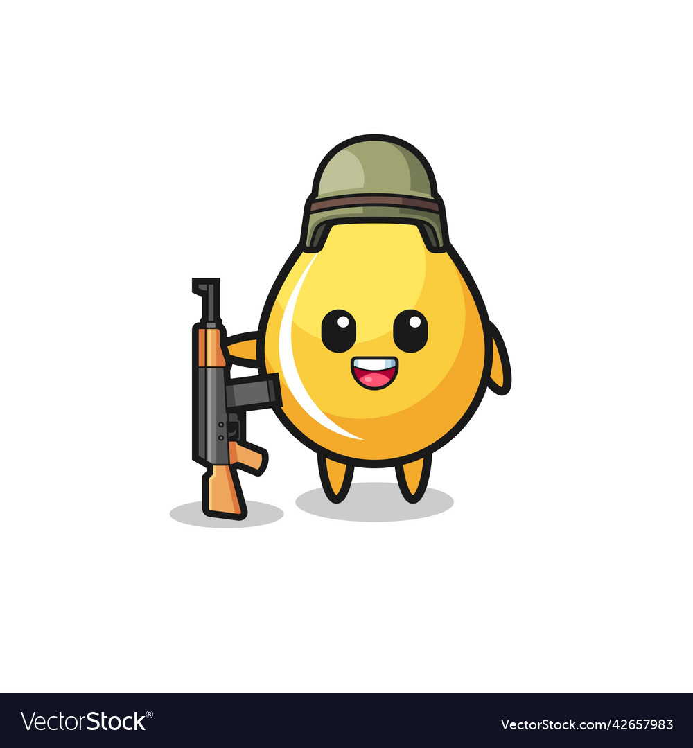 Cute honey drop mascot as a soldier