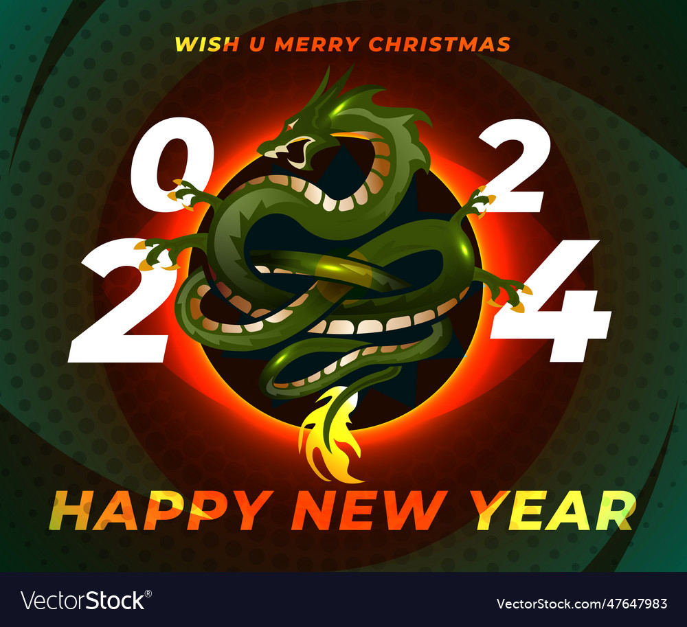 Dragon 2024 happy new year greeting card Vector Image