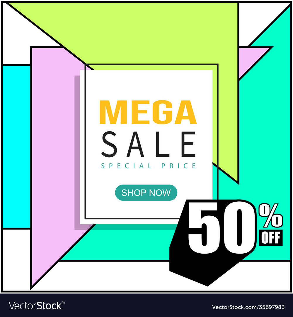 Mega Verkauf promo memphis style web banner poster vector image Mega Verkauf promo memphis style web banner poster