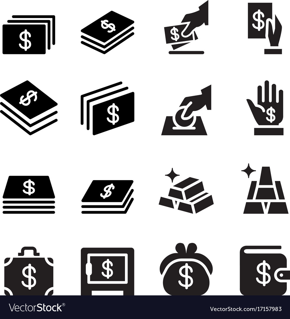 Money hand saving gold investment icon set Vector Image