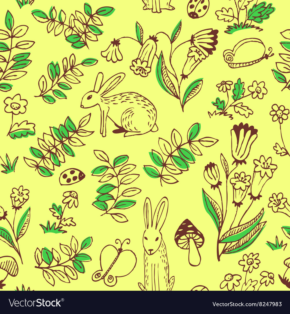 Pattern with rabbits