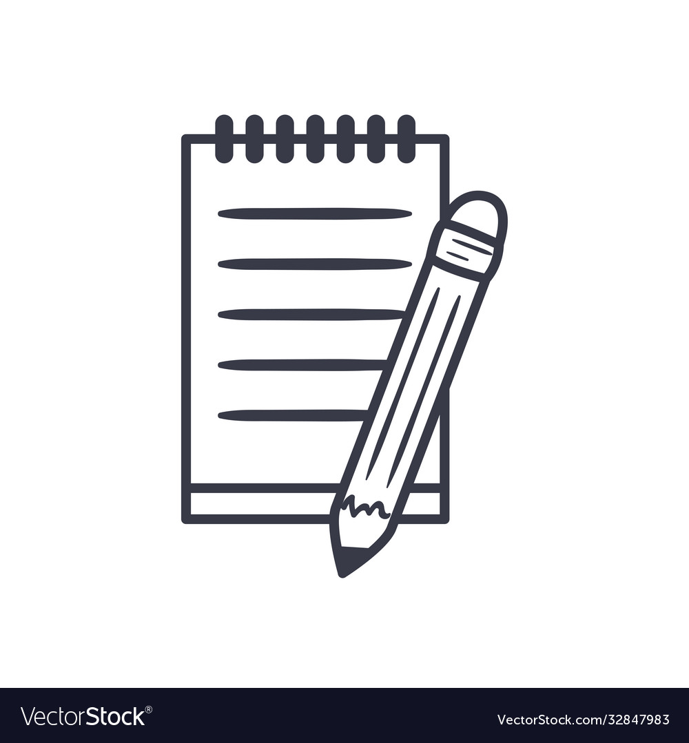 Pencil with notebook line style icon design