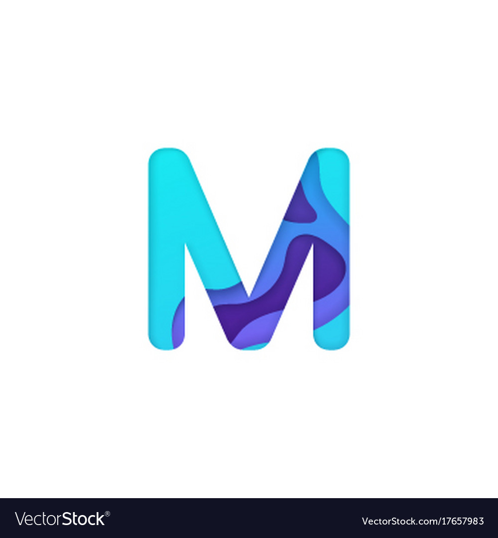 Realistic paper cut letter m Royalty Free Vector Image