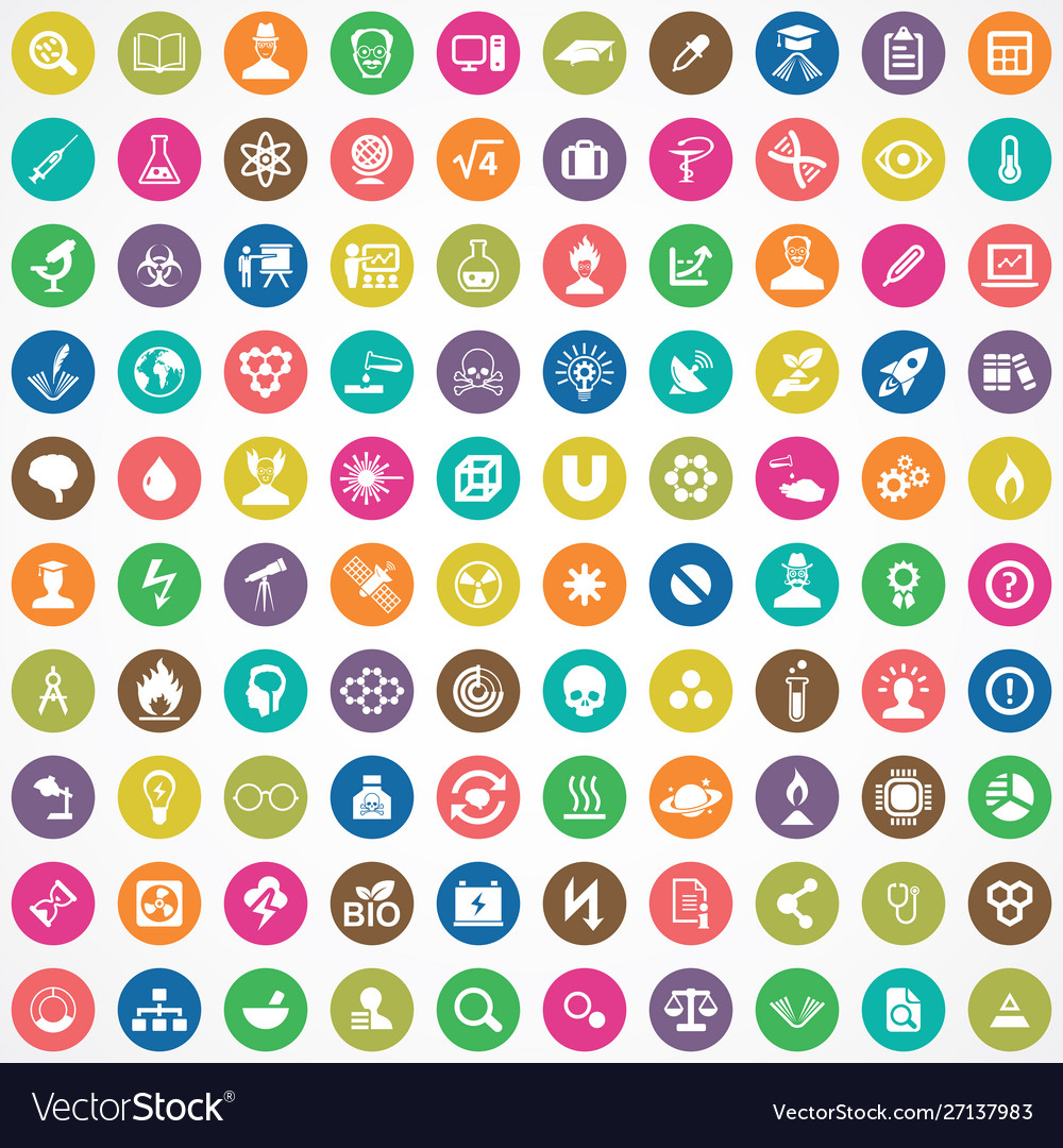 Science 100 icons universal set for web and ui