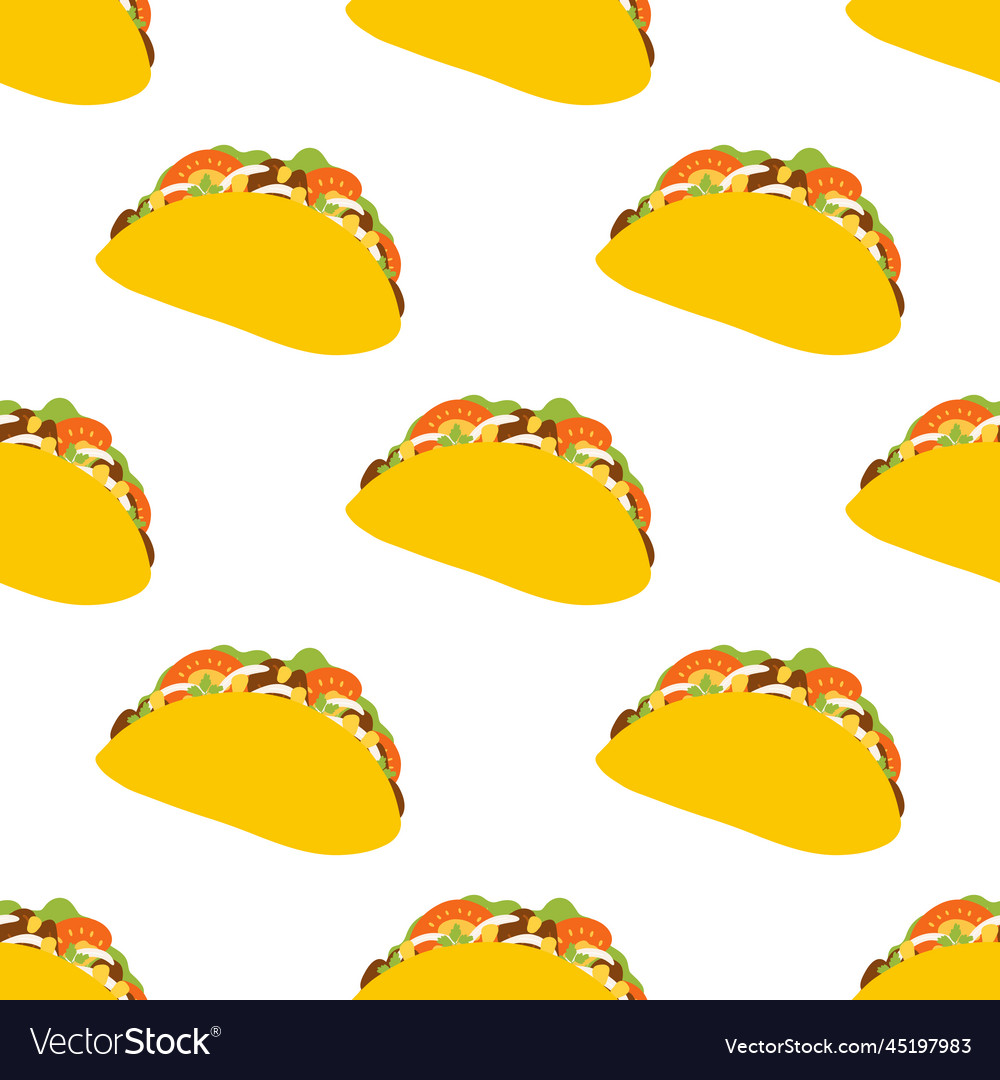 Seamless pattern with taco in flat style