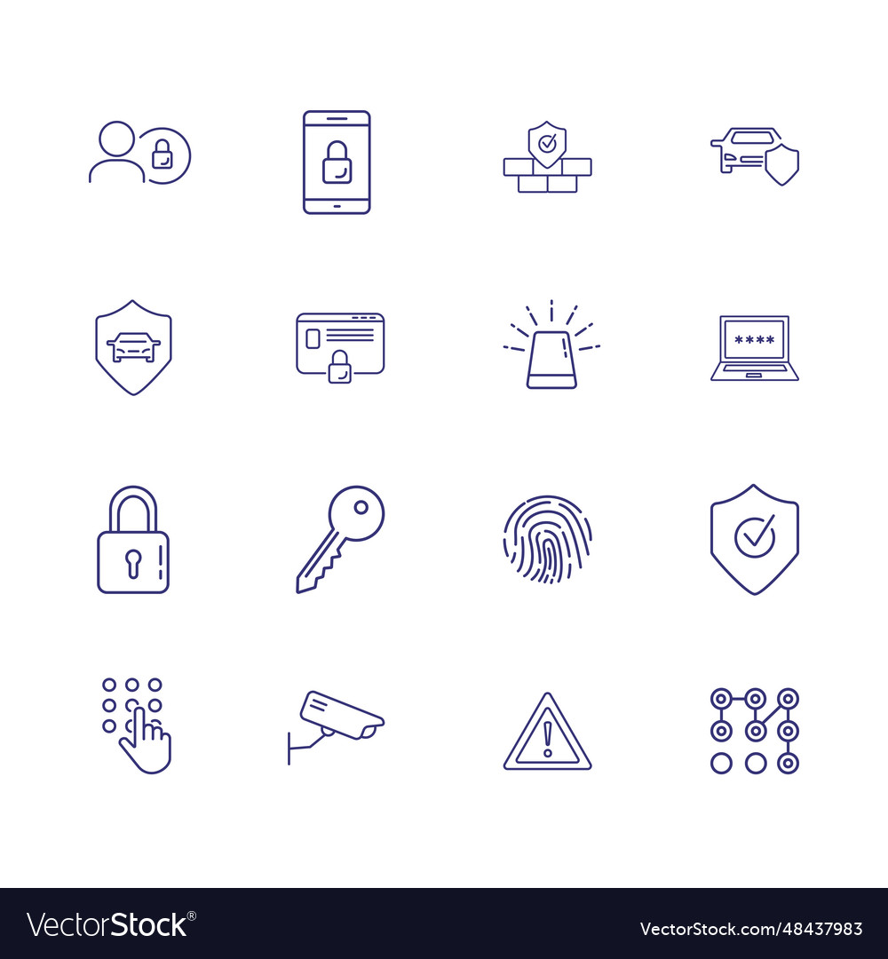 Secure line icon set secured access smartphone vector image Secure line icon set secured access smartphone
