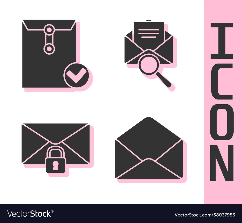 Set envelope and check mark mail vector image Set envelope and check mark mail