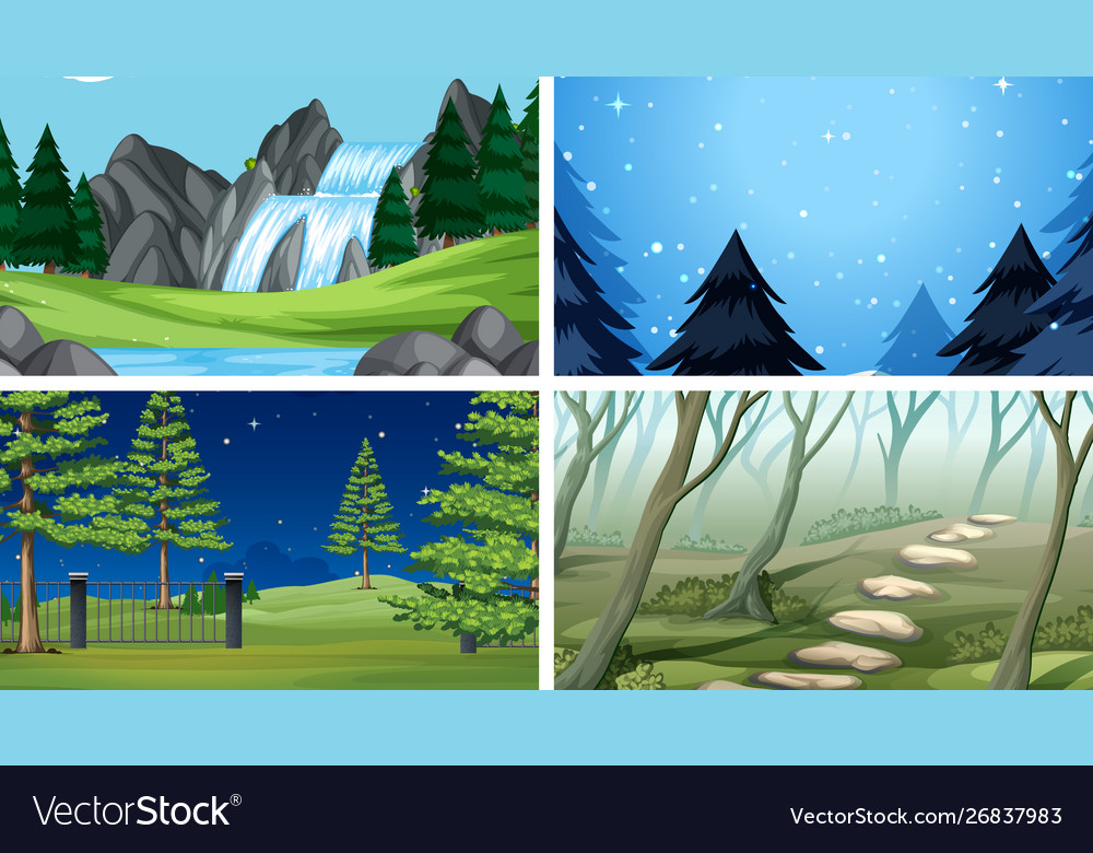 Set outdoor nature scenes blank empty templates Vector Image