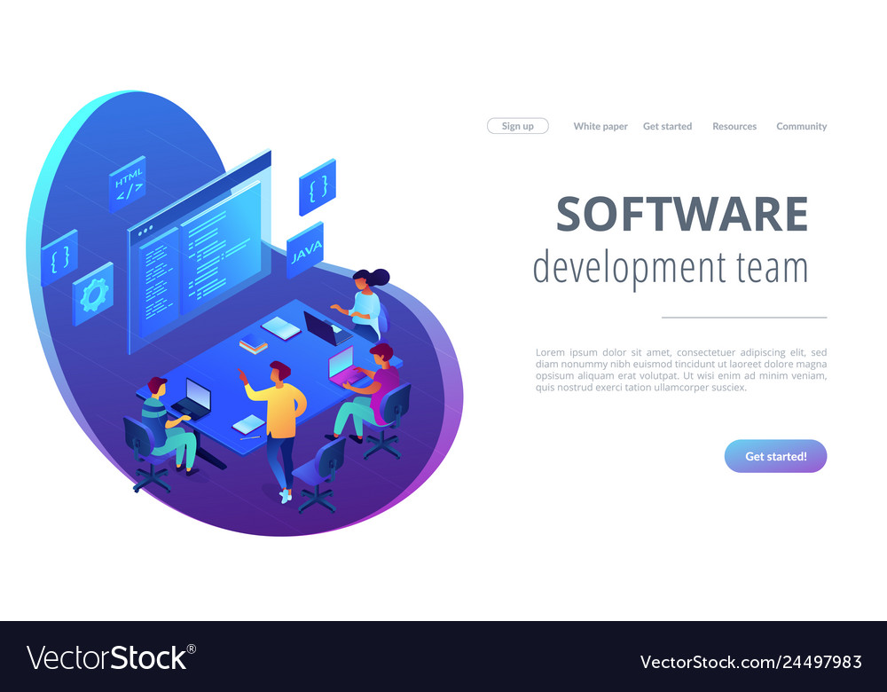 Software Development Team Isometric 3D