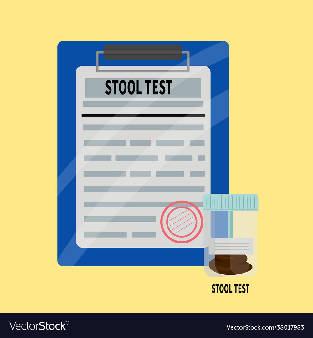 Stool test plastic jar and medical analysis form Vector Image