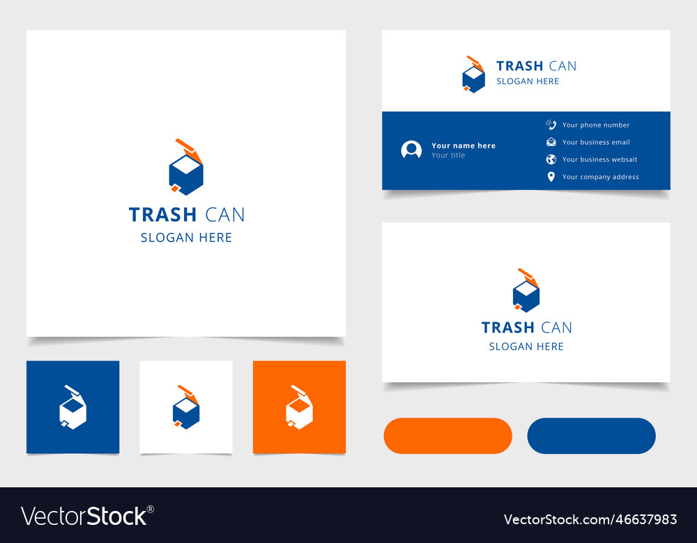 Trash can logo design with editable slogan