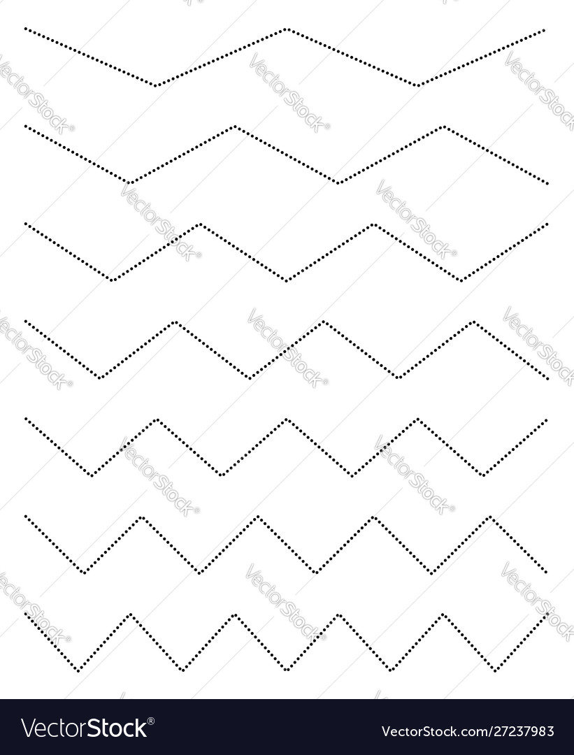 Wavy billow zigzag line element set lines vector image Wavy billow zigzag line element set lines