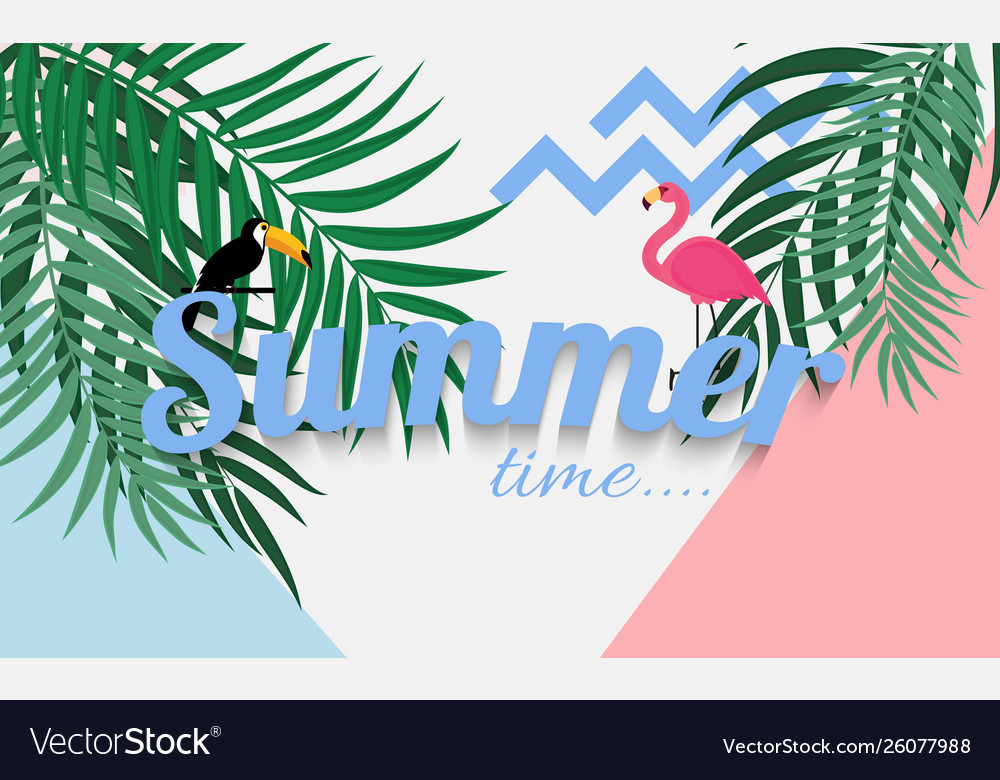 Abstract summer time background with flamingo Vector Image Abstract summer time background with flamingo