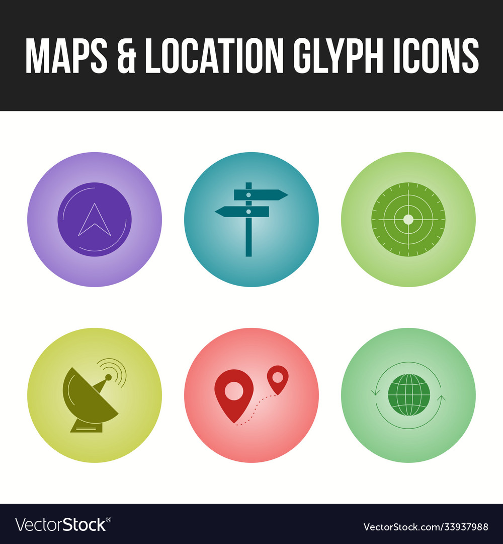 Beautifu maps location glyph icon set
