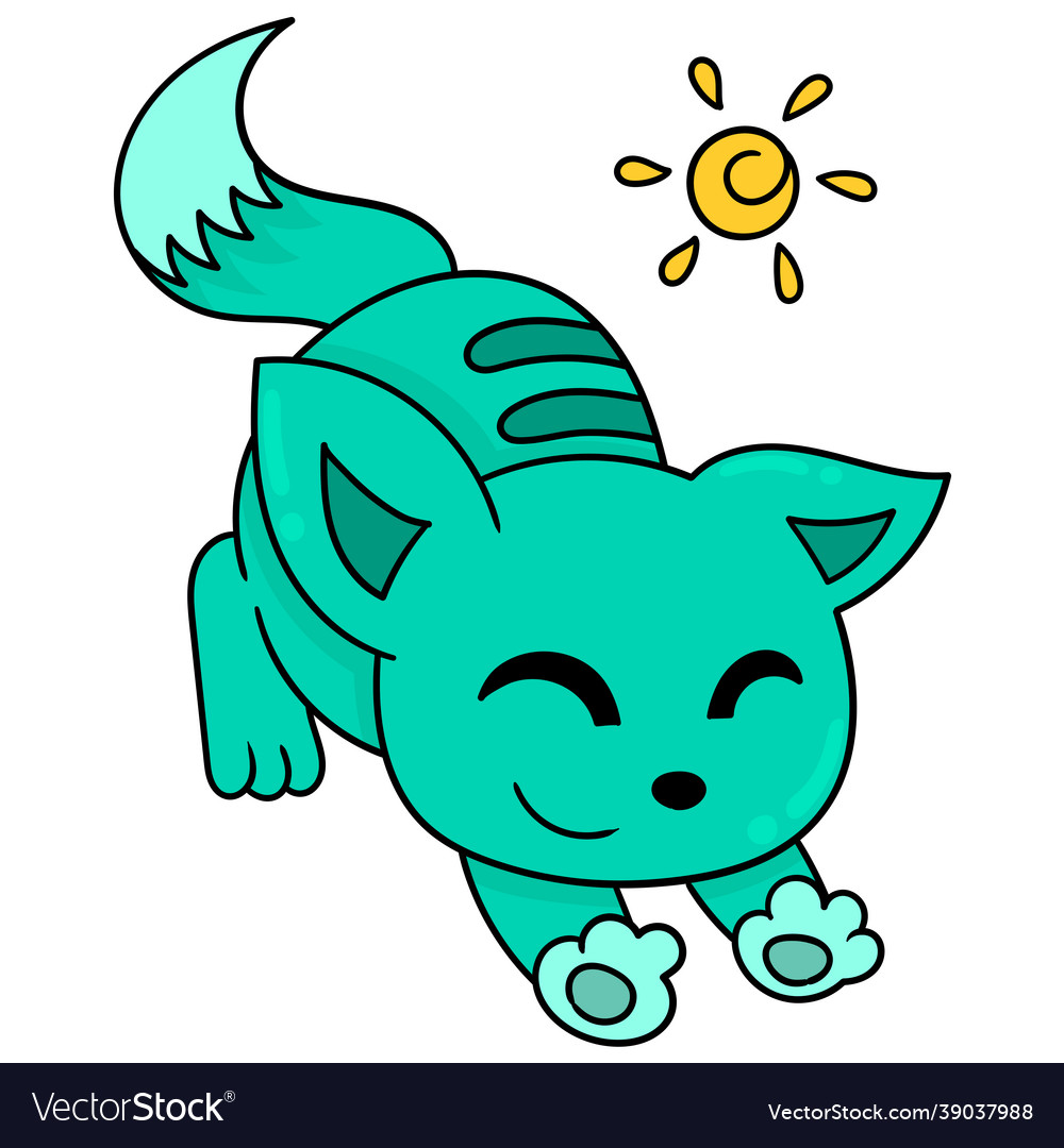 Cat is stretching because it iis lazy doodle icon