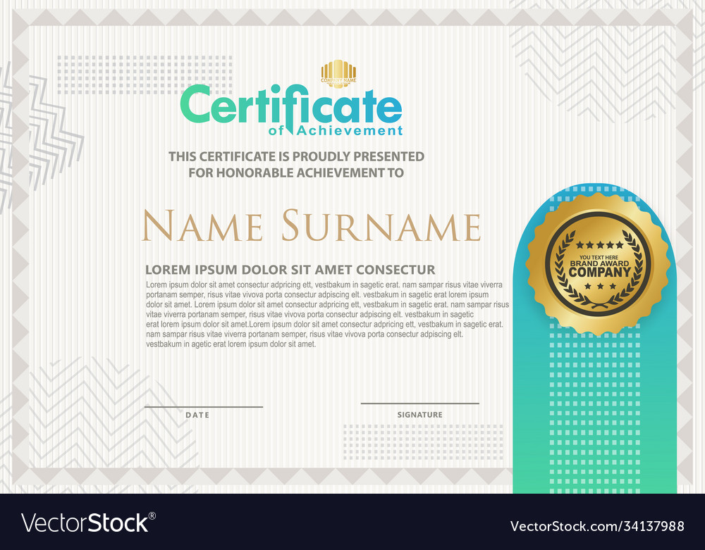 Certificate template with texture modern pattern vector image Certificate template with texture modern pattern