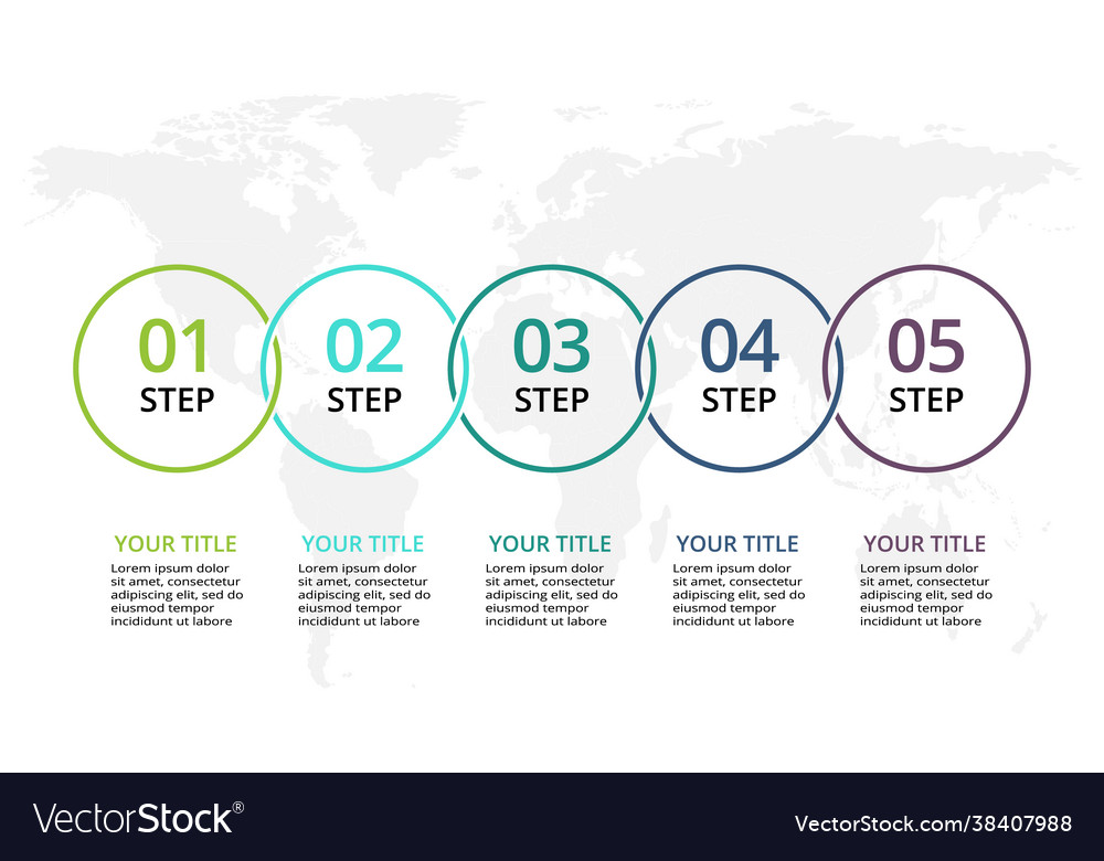 Circle elements graph diagram with 5 steps vector image Circle elements graph diagram with 5 steps