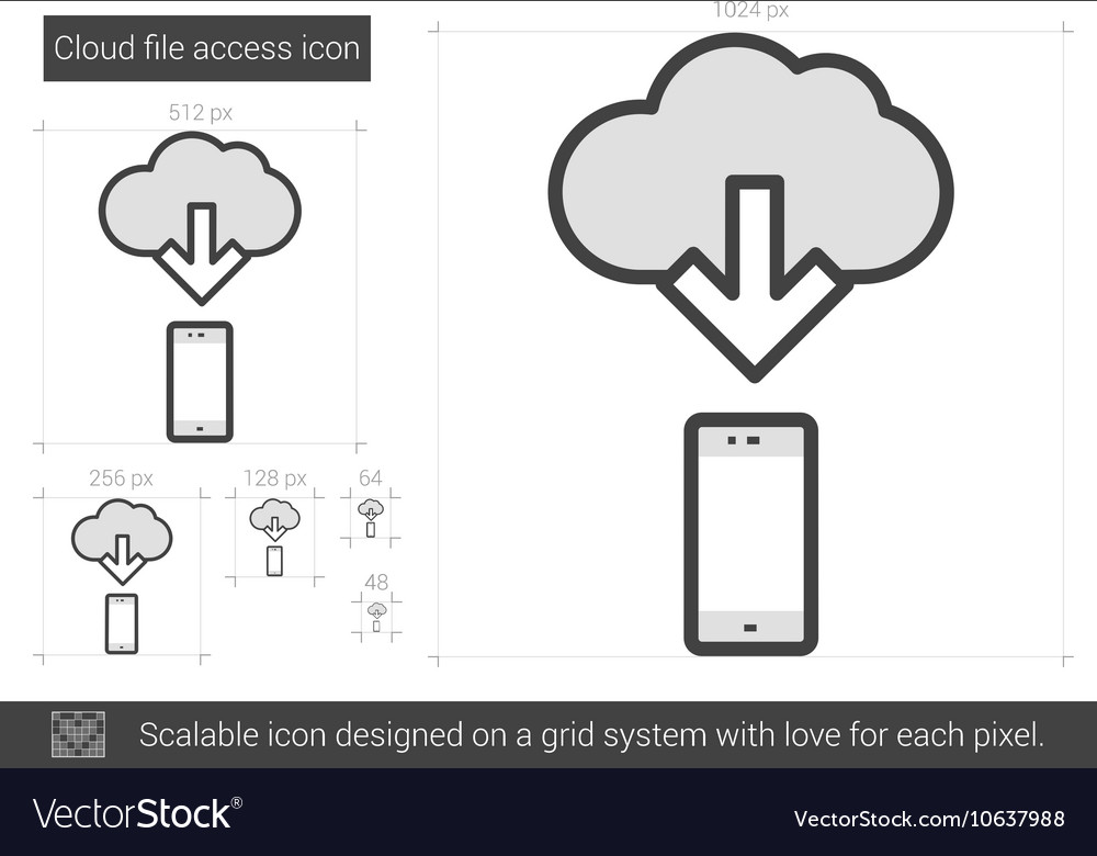Cloud file access line icon