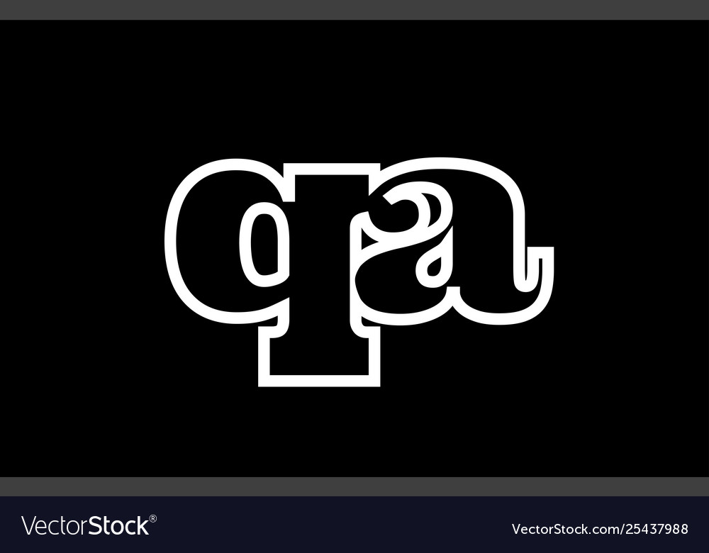 Connected qa q a black and white alphabet letter
